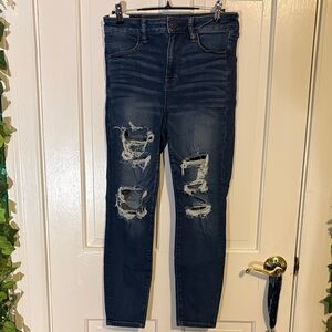 American Eagle Outfitters Dark Blue Distressed Jeans
